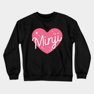 Newjeans new jeans Minji name typography pink heart Tokki Bunnies |Morcaworks Crewneck Sweatshirt